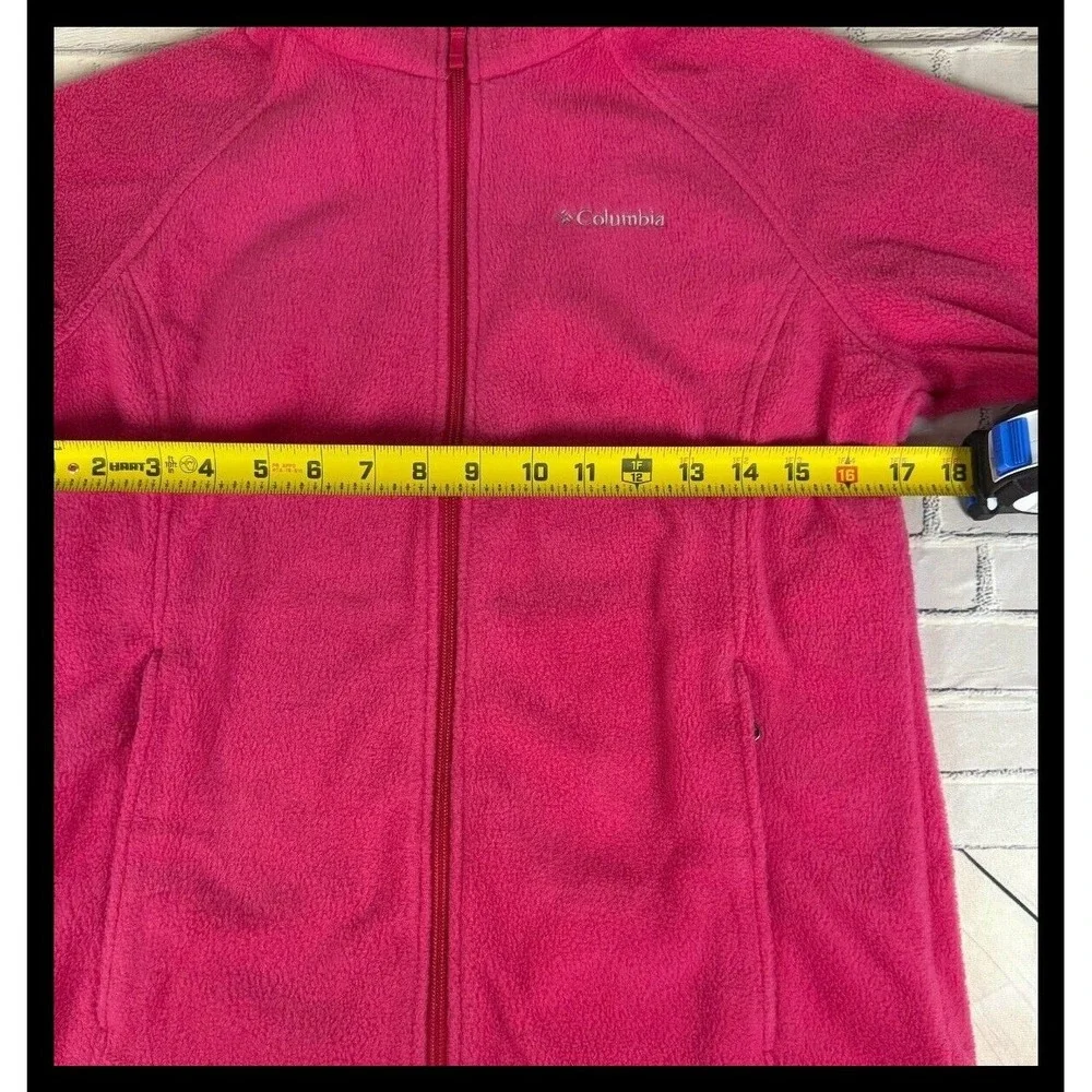 Columbia Fleece‎ Jacket Kids Large 14/16 Pink Full Zip Mock Neck Outerwear